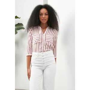 Trendyol Ecru Striped Woven Shirt