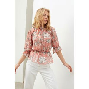 Trendyol Pink Ruffle Woven Blouse