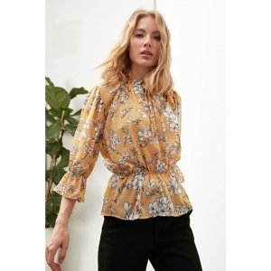 Trendyol Yellow Pleated Woven Blouse