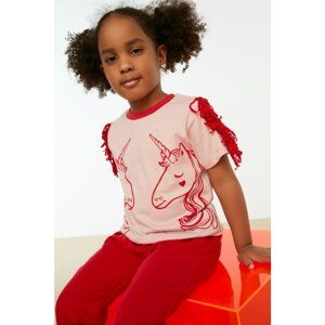 Trendyol Powder Girl Knitted T-Shirt with Tassels