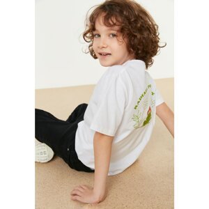 Trendyol White Back Printed Knitted T-Shirt for Boy