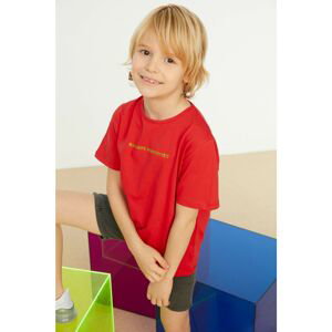 Trendyol Red Back Printed Boy Knitted T-Shirt