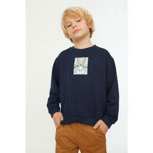 Trendyol Navy Blue Licensed Bugs Bunny Printed Boy Knitted Sweatshirt