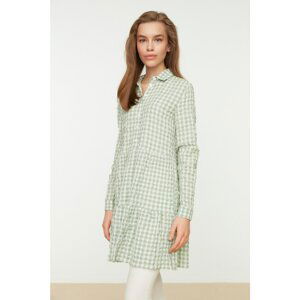 Trendyol Mint Gingham Skirt Flounce Woven Shirt