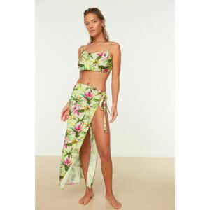 Trendyol Tropical Pattern Slit Detailed Beach Bottom and Top Set