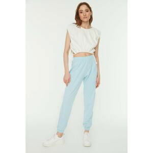 Trendyol Light Blue Acid Washed Loose Jogger Knitted Sweatpants With Pockets