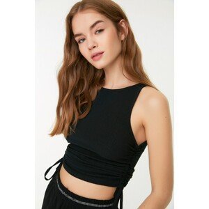 Trendyol Black Cress Fabric Crop Knitted Blouse