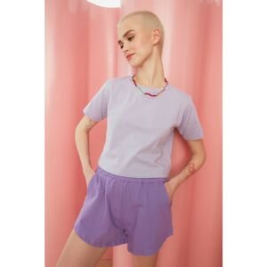 Trendyol Lilac Decollete Semifitted Knitted T-Shirt