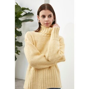 Trendyol Yellow Long Sleeve Turtleneck Long Knitwear Sweater