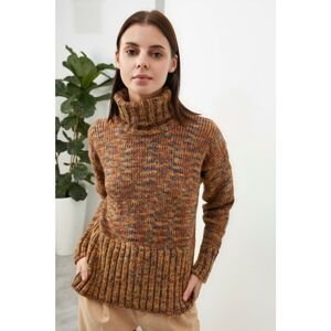 Trendyol Brown Long Sleeve Turtleneck Long Knitwear Sweater