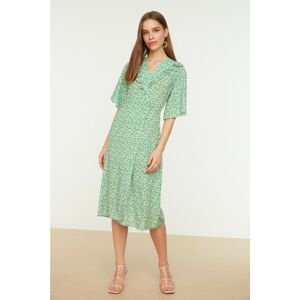 Trendyol Green Floral Patterned Double Breasted Dress
