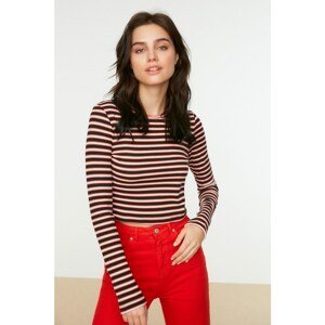 Trendyol Black Striped Crop Knitted Blouse