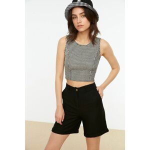 Trendyol Black Plaid Crop Woven Blouse