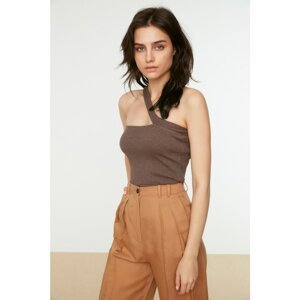 Trendyol Brown One-Shoulder Knitted Body
