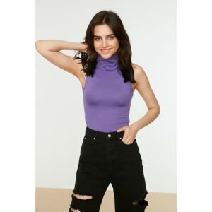 Trendyol Purple Stand-Up Collar Knitted Body