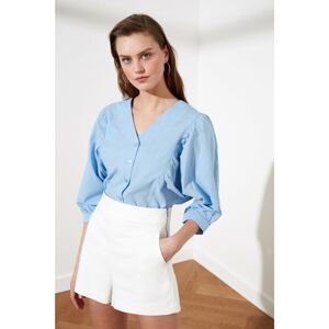 Trendyol Light Blue Shirt with Balloon Sleeves