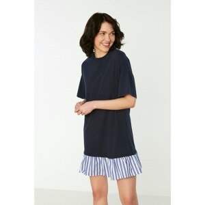 Trendyol Navy Blue Line Detailed Knitted Dress
