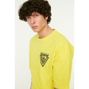 Trendyol Yellow Men's Oversize Short Sleeve Printed T-Shirt