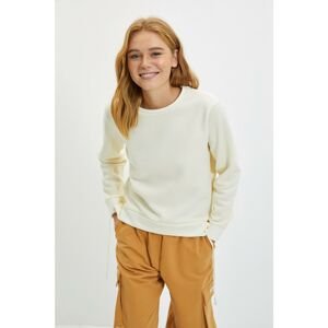 Trendyol Ecru Ruffle Detailed Raised Basic Knitted Sweatshirt