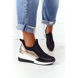 Wedge Sneakers Slip-On Black-Gold City Beat