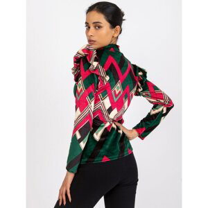 Velor blouse Annabel with green and pink pattern
