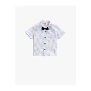 Koton Short Sleeve Shirt Patterned Bow Tie Pocket Cotton