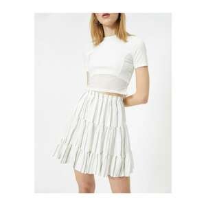 Koton Women's Ecru High Waist Ruffle Mini Skirt