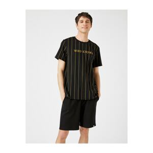 Koton Men's Black Patterned T-Shirt