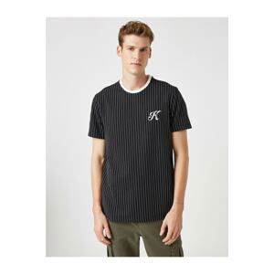 Koton Men's Black Striped T-Shirt