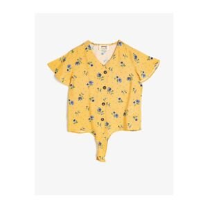 Koton Girl's Yellow Patterned Shirt