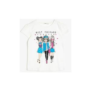 Koton Girl Ecru Printed T-shirt