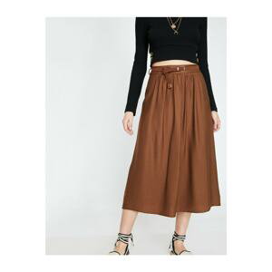 Koton Women's Brown Normal Waist Casual Cut Midi Skirt