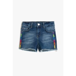 Koton Blue Girl Embroidered Jean Shorts