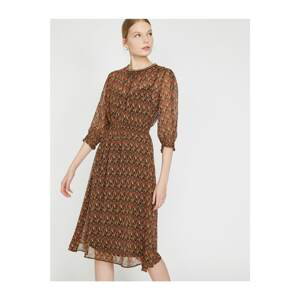 Koton Women's Brown Patterned Dress 9YA88863PW