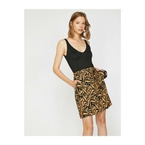 Koton Women's Skirtly Yours Styled By Melis Agazat - Leopard Patterned Tie Waist Mini Skirt