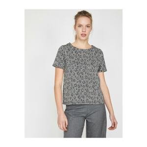 Koton Women's Gray Plaid T-Shirt