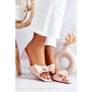 Leather Slippers With A Bow Pink Rosalee