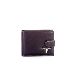 Black leather wallet for a man with a clasp