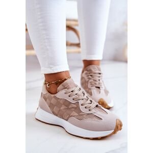 Classic Sports Shoes Tied Beige Patrice