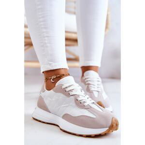 Classic sports shoes knotted white and beige Patrice