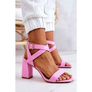 Elegant Sandals On A Block Heel Pink Michele