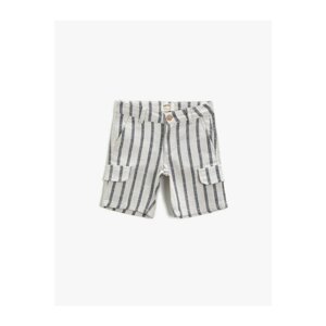 Koton Linen Shorts Striped Pocket