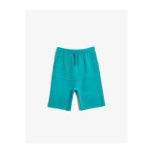 Koton Boy Blue Patterned Pocket Shorts With Waist Tie