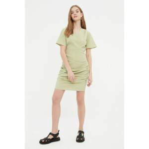 Trendyol Green Checked Double Breasted Collar Dress