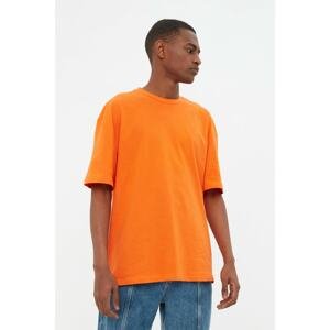 Trendyol Orange Men's Relaxed Fit Crew Neck Short Sleeve Printed T-Shirt
