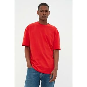 Trendyol Red Men's Relaxed Fit Crew Neck Short Sleeve Printed T-Shirt