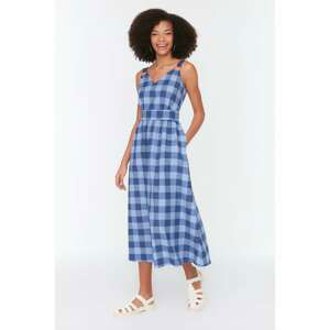 Trendyol Blue Strap Plaid Dress