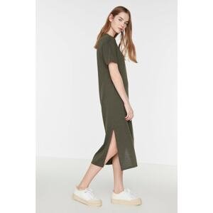 Trendyol Khaki Maxi Length Slit Knitted Dress