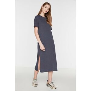 Trendyol Indigo Maxi Length Slit Knitted Dress