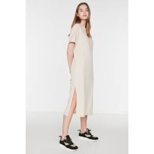 Trendyol Stone Maxi Length Slit Knitted Dress